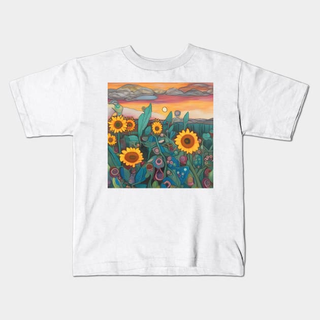 Sunflowers Kids T-Shirt by Colin-Bentham